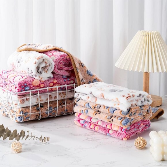 1 Pack 3 Blankets Super Soft Fluffy Premium Fleece Pet Blanket Flannel Paw Print - Picture 2 of 8